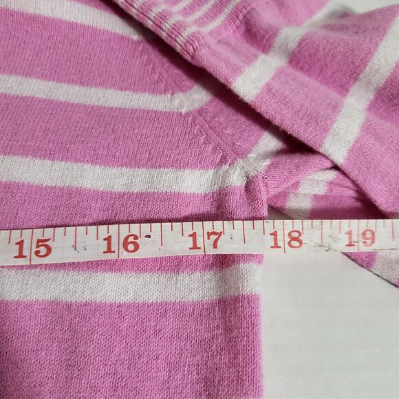 Victoria's Secret PINK Pink & White Striped Cardigan Sweater Medium Small Cotton - Picture 5 of 8